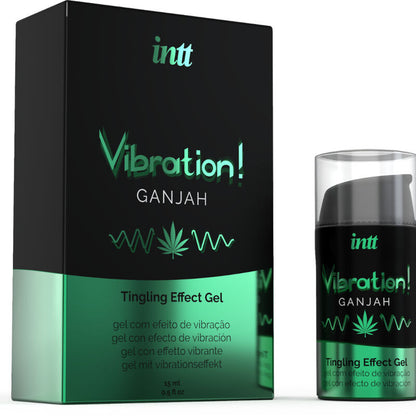 INTT Gel Vibratório Líquido Cannabis 15ml para prazer íntimo com aroma e sabor.