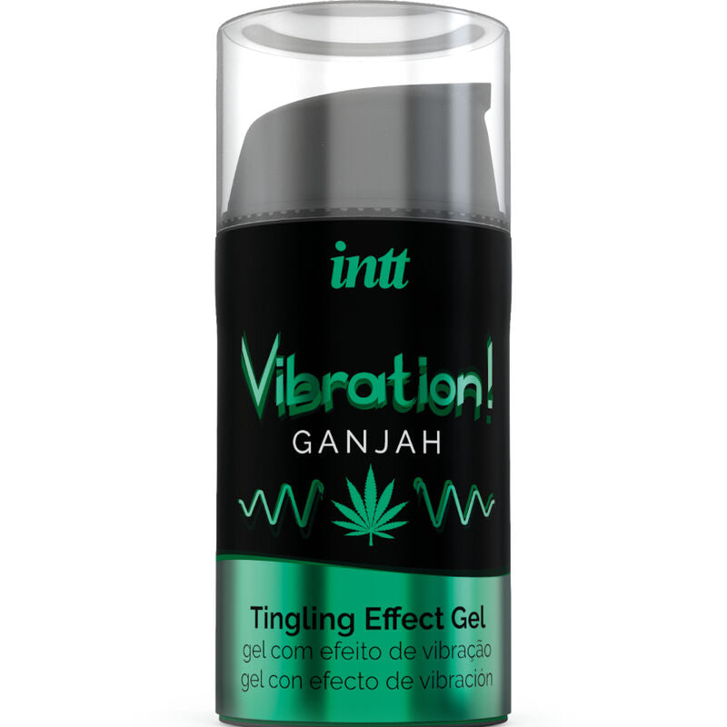 INTT Gel Vibratório Líquido Cannabis 15ml para prazer íntimo com aroma e sabor.
