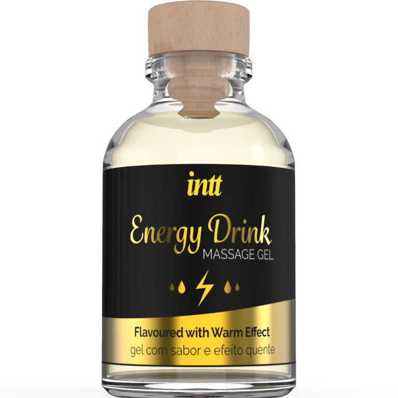 INTT Gel de Massagem Sabor Bebida Energética e Aquecedor 30ml para massagens sensuais e prazer oral.