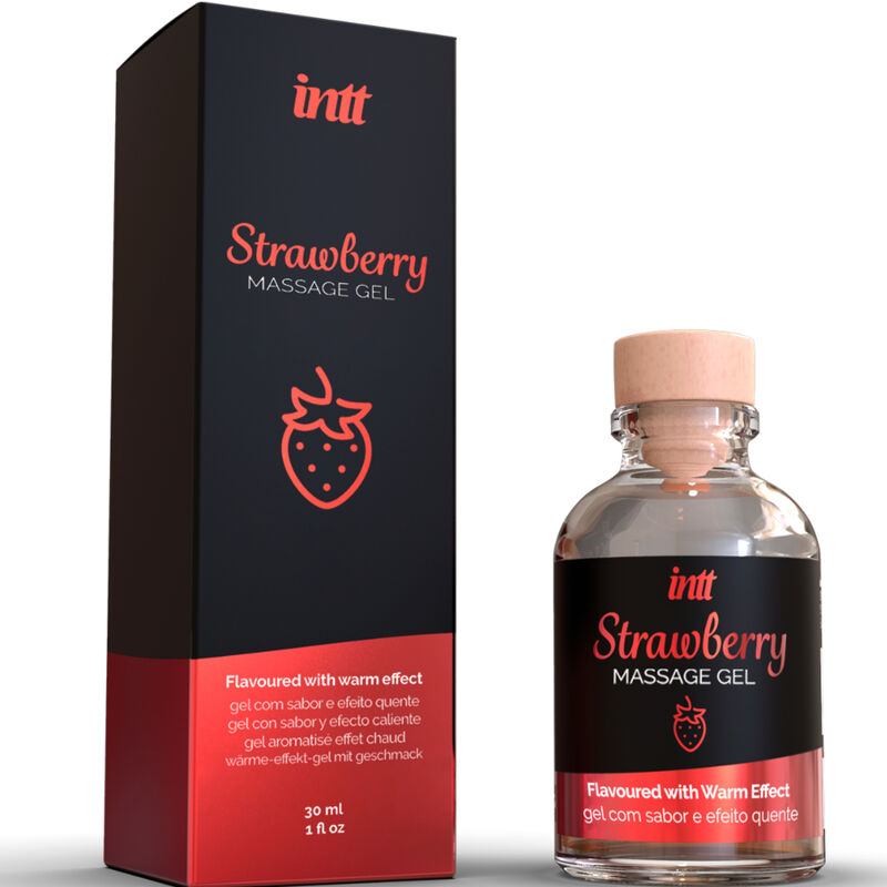 INTT Gel de Massagem Hot Effect Sabor Morango 30ml para massagem e sexo oral.