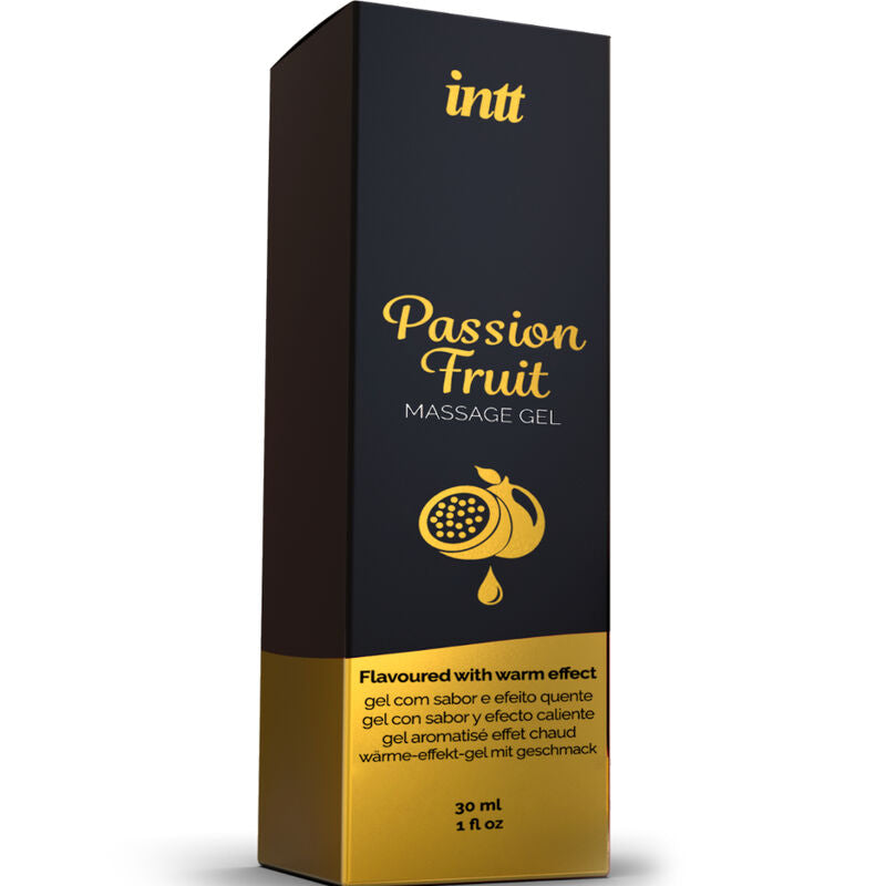 Embalagem e textura do INTT Gel de Massagem Maracujá Efeito Calor 30ml