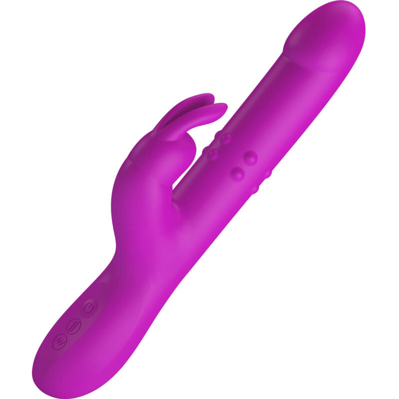 Vibrador de Coelho Pretty Love Reese Roxo com função de rotação e vibração.