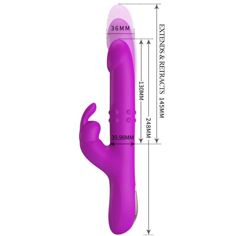 Vibrador de Coelho Pretty Love Reese Roxo com função de rotação e vibração.