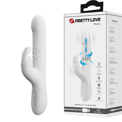 Close-up of the PRETTY LOVE Vibrador Reese showing its dual stimulation design and smooth silicone texture.
