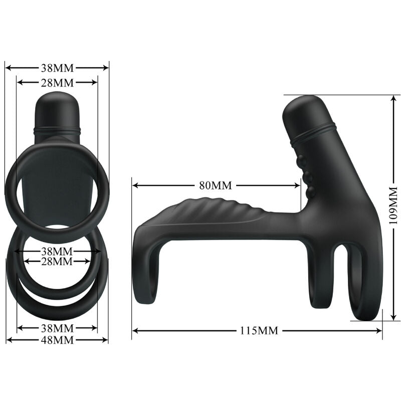 Manga para Pénis Vibratória Pretty Love com Anel Elástico e Estimulador Clitoriano para Casais