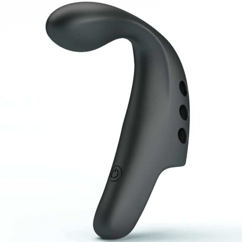 Close-up of the PRETTY LOVE Dedal Vibrador Gorgona Preto Recarregável, highlighting its smooth silicone texture and compact design.