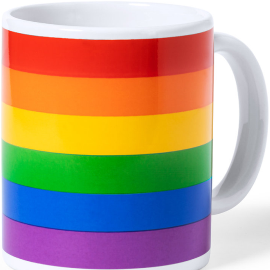 Caneca de Cerâmica Bandeira LGBT Arco-Íris em Caixa Kraft Individual – Coleção Pride