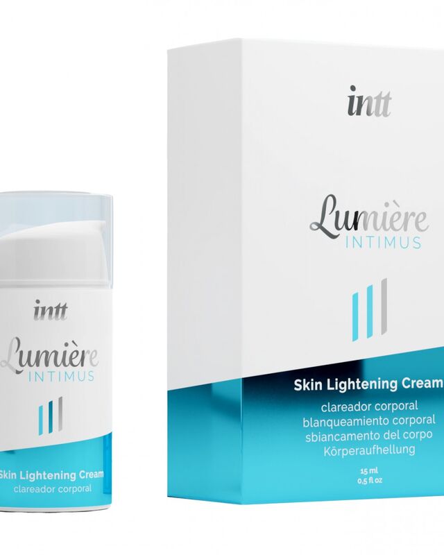 Close-up do INTT Lumière Intimus Creme Corporal Hidratante Clareador 15ml para pele íntima.