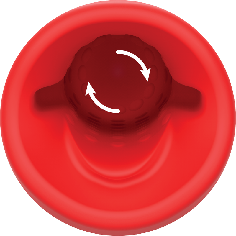 Close-up of the JAMYJOB Masturbador Masculino SPIN-X com Aquecimento e Rotação, showing its sleek black and red design and soft texture.