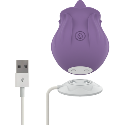 INTENSE Estimulador Clitoriano VIOLET LILS com 10 Vibrações, mostrando o design ergonómico e a ponta flexível de silicone.