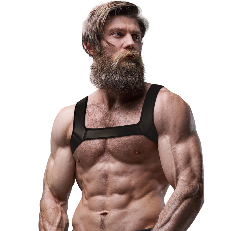 Fetish Submissive Attitude arnês de peito de neoprene para homens, tamanho M, em preto