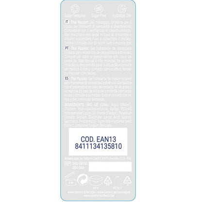 Embalagem do CONTROL Gel Massagem 2 em 1 Tailandês Paixão Estimulante 200 ML, destacando o design e a marca.