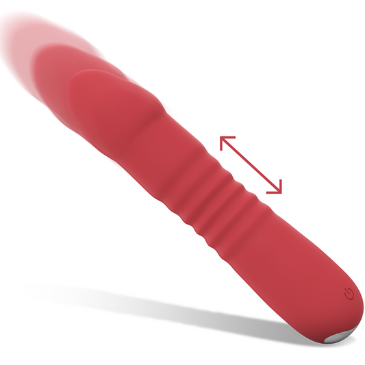 INTENSE Vibrador JUNI UP & DOWN na cor vermelha, mostrando seu design ergonómico e ponta de estimulação.