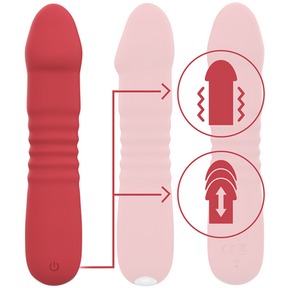INTENSE Vibrador JUNI UP & DOWN na cor vermelha, mostrando seu design ergonómico e ponta de estimulação.