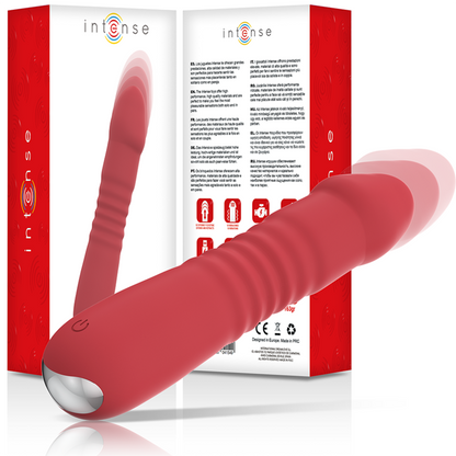 INTENSE Vibrador JUNI UP & DOWN na cor vermelha, mostrando seu design ergonómico e ponta de estimulação.