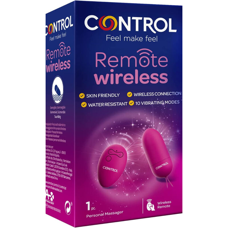 Close-up do Vibrador Massajador Pessoal Control com Controle Remoto Sem Fio, destacando seu design compacto e botões.