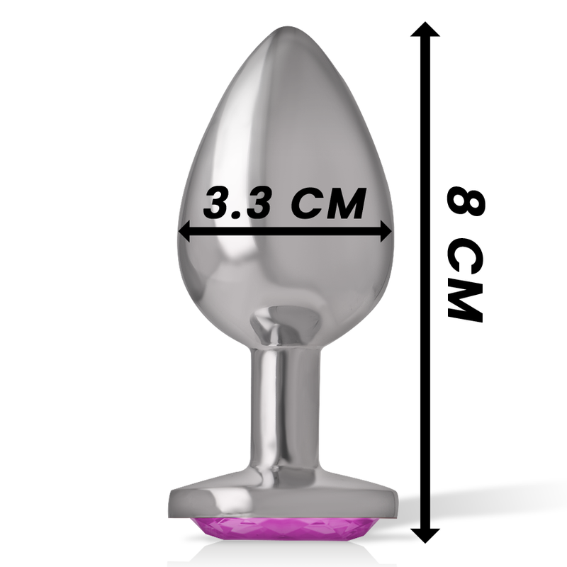 Close-up do Plug Anal Metálico Coração Rosa M Intense com joia de diamante, mostrando seu design luxuoso e material metálico.
