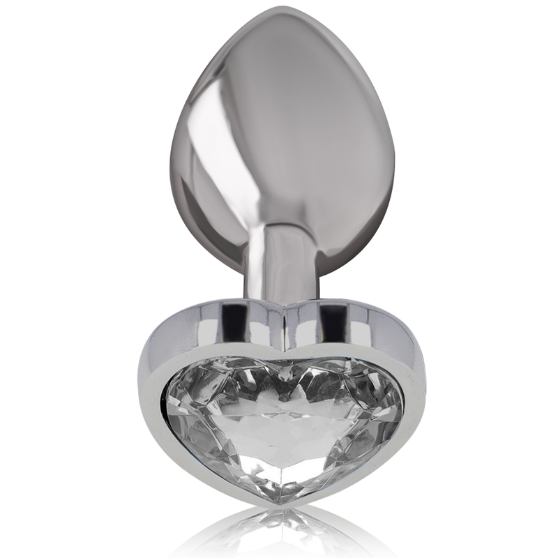Plug Anal Intense de Metal Coração com Joia, Tamanho M, para prazer anal luxuoso.