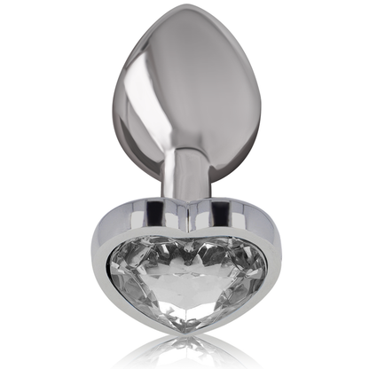 Plug Anal Intense de Metal Coração com Joia, Tamanho M, para prazer anal luxuoso.