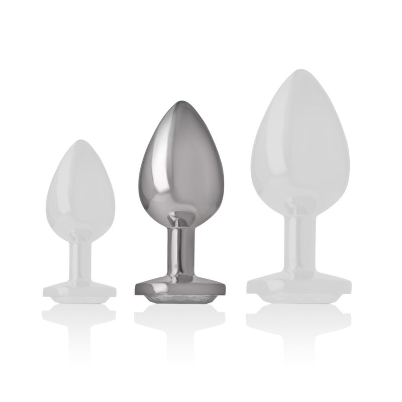 Plug Anal Intense de Metal Coração com Joia, Tamanho M, para prazer anal luxuoso.