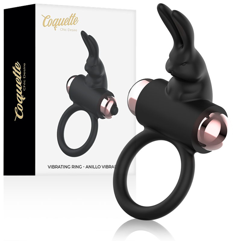 Anel vibratório COQUETTE CHIC DESIRE em preto e ouro para casais