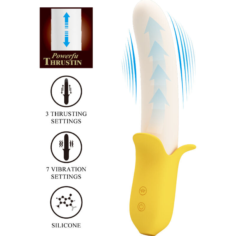 Pretty Love Vibrador Banana Geek Silicone 7 Vibrações, design ergonómico e recarregável USB.