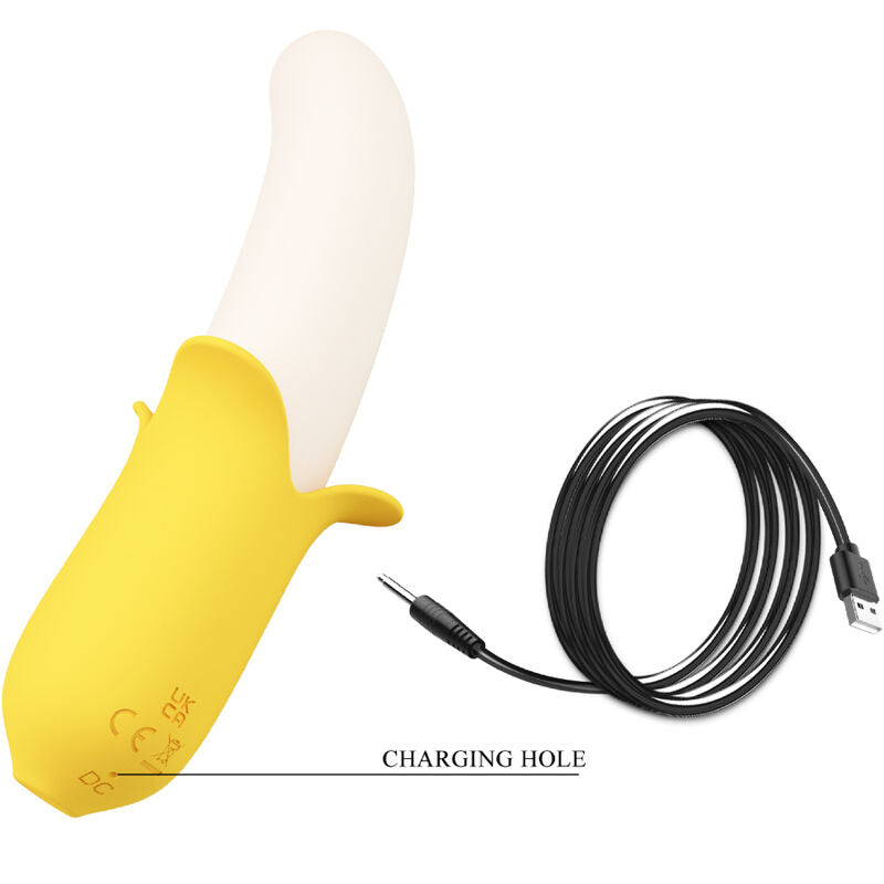 Pretty Love Vibrador Banana Geek Silicone 7 Vibrações, design ergonómico e recarregável USB.