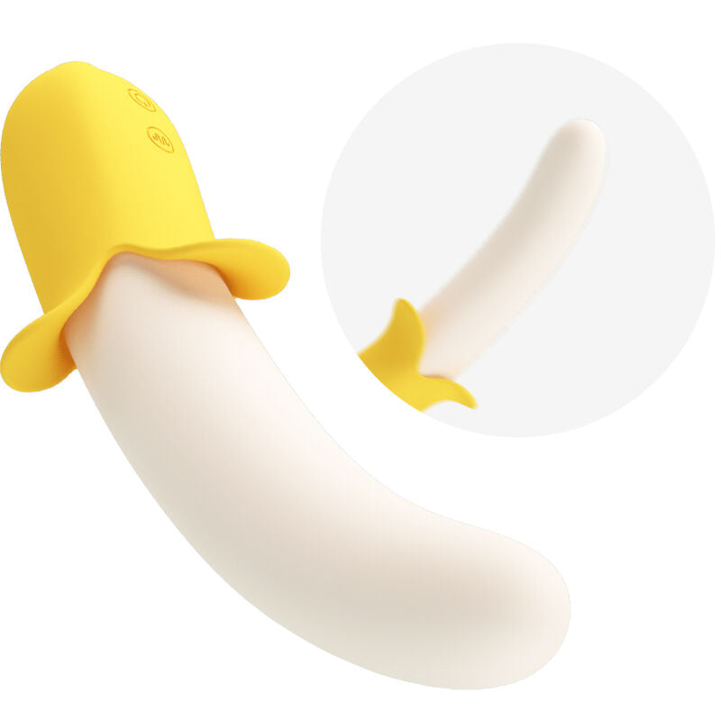Pretty Love Vibrador Banana Geek Silicone 7 Vibrações, design ergonómico e recarregável USB.