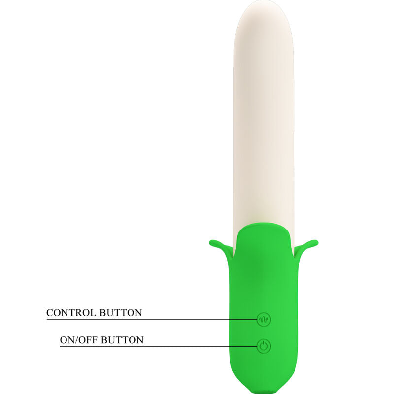 Vibrador de silicone Pretty Love Banana Knight com 7 vibrações para prazer feminino.