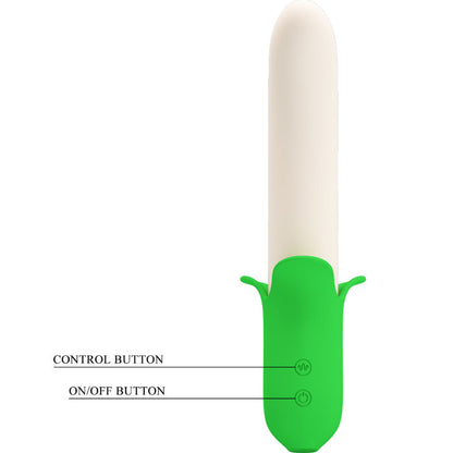 Vibrador de silicone Pretty Love Banana Knight com 7 vibrações para prazer feminino.