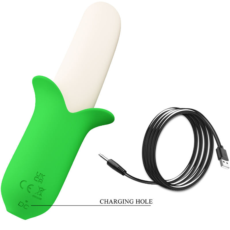 Vibrador de silicone Pretty Love Banana Knight com 7 vibrações para prazer feminino.