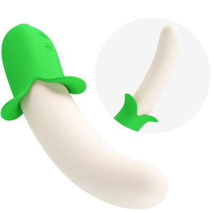 Vibrador de silicone Pretty Love Banana Knight com 7 vibrações para prazer feminino.