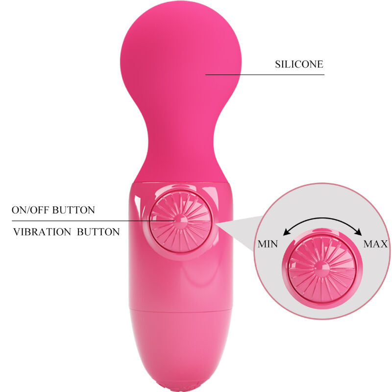 Close-up do Mini Massageador Pessoal PRETTY LOVE Vibratório Magenta