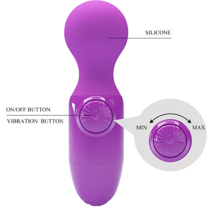 Mini Massageador Pessoal PRETTY LOVE Roxo em silicone macio com ponta vibratória