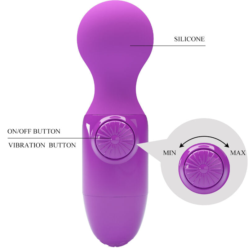 Mini Massageador Pessoal PRETTY LOVE Roxo em silicone macio com ponta vibratória