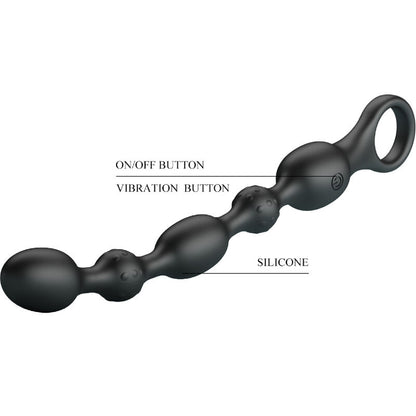 Vibrador Anal de Contas PRETTY LOVE, feito de silicone recarregável, para estimulação anal.