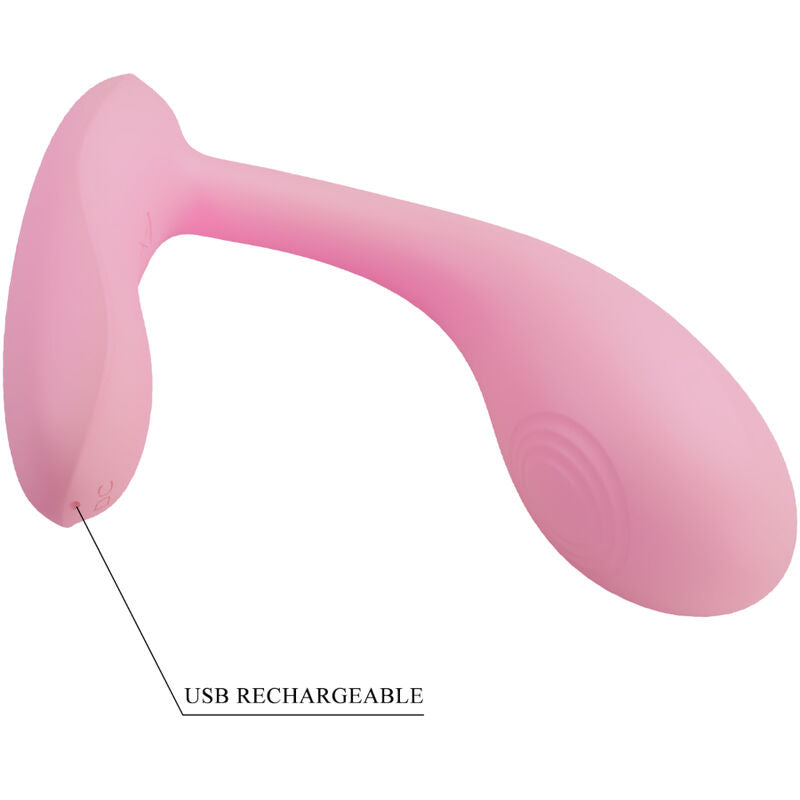Close-up do Vibrador Pretty Love Ponto G Baird Recarregável App Rosa, destacando a textura de silicone suave e a forma ergonómica.