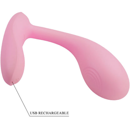 Close-up do Vibrador Pretty Love Ponto G Baird Recarregável App Rosa, destacando a textura de silicone suave e a forma ergonómica.