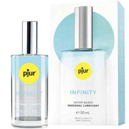 Frasco de PJUR Lubrificante Pessoal Base Água Infinity 50ml para prazer duradouro e seguro.