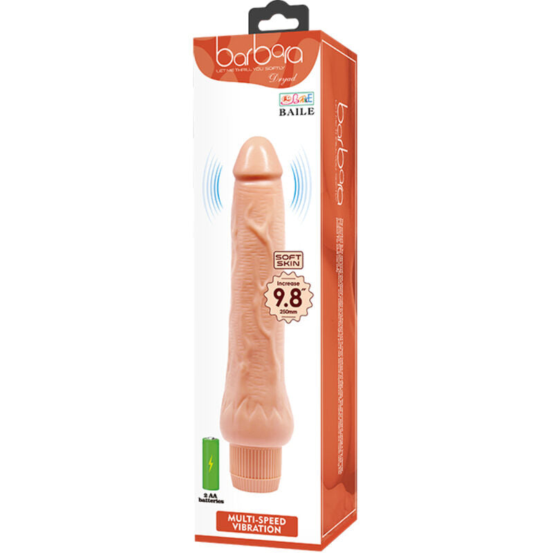 Vibrador Realístico BAILE Barbara de 25 cm com veias texturizadas para estimulação do ponto G.