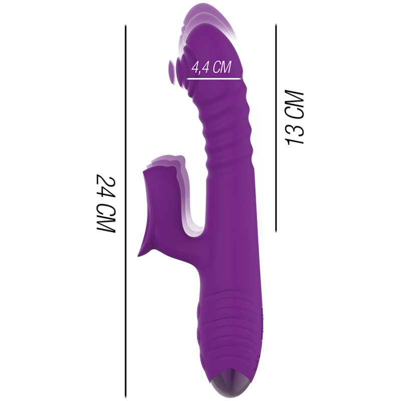 Vibrador Recarregável Multifunção INTENSE IGGY com movimento up&down e estimulador clitoriano.