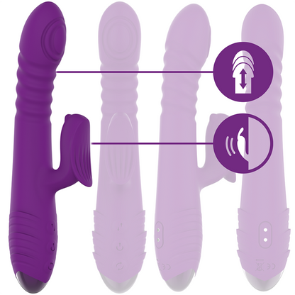 Vibrador Recarregável Multifunção INTENSE IGGY com movimento up&down e estimulador clitoriano.