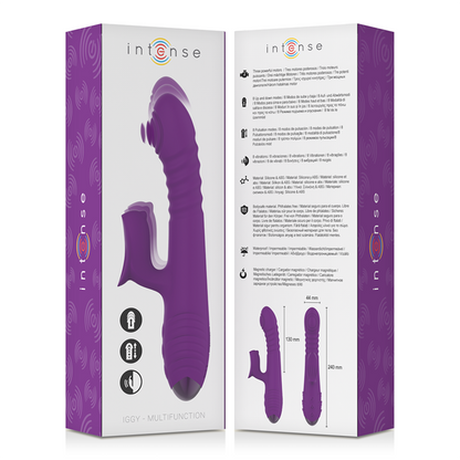 Vibrador Recarregável Multifunção INTENSE IGGY com movimento up&down e estimulador clitoriano.