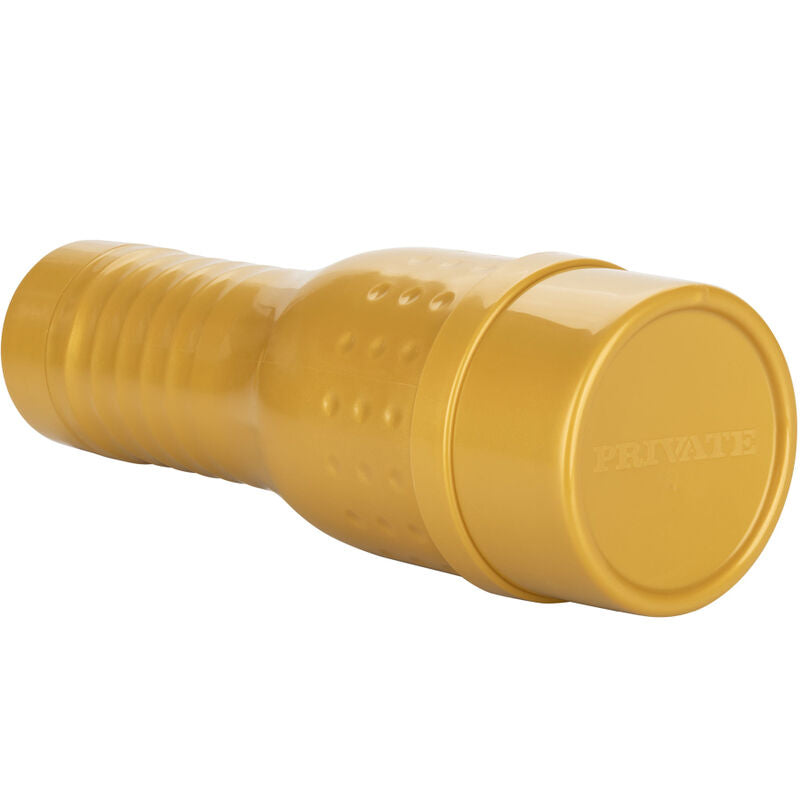 Close-up do Masturbador Masculino Original de Tubo PRIVATE, mostrando a sua textura realista e design ergonómico.