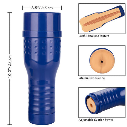 Masturbador Anal Tarra White Legend da PRIVATE, detalhe da textura e formato ergonómico para prazer realista.