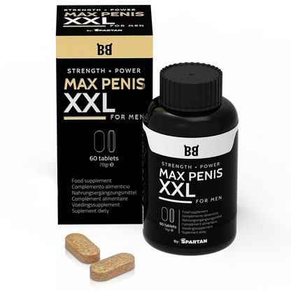 Embalagem do suplemento BLACK BULL MAX PENIS XXL para aumento peniano e potência masculina, 60 comprimidos.
