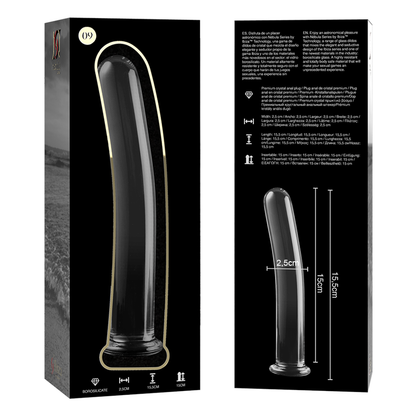 Dildo de Vidro Borosilicato Transparente Modelo 9, 15.5 cm x 2.5 cm