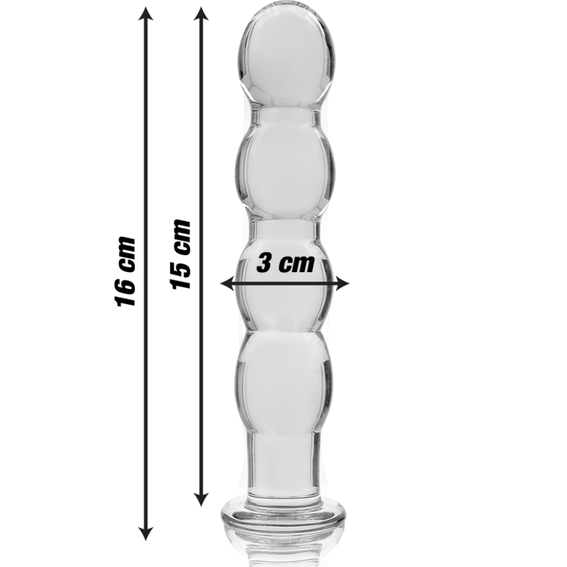 Dildo Modelo 10 de Vidro Borosilicato Transparente 16.5 cm -Ø- 3.5 cm