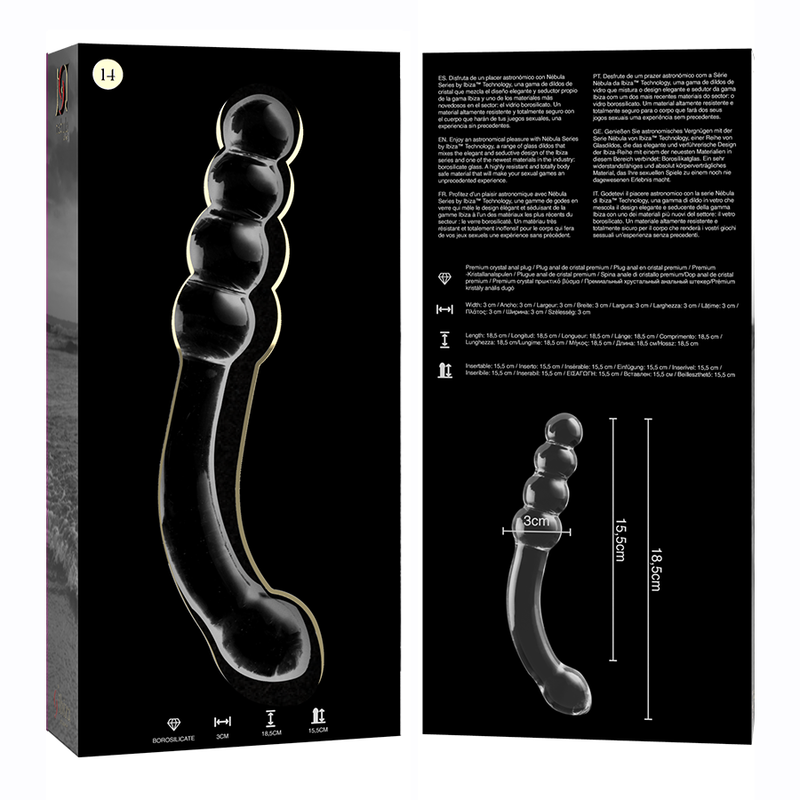 Dildo de Vidro Borosilicato Transparente Modelo 14 - 18.5 cm Ø 3 cm