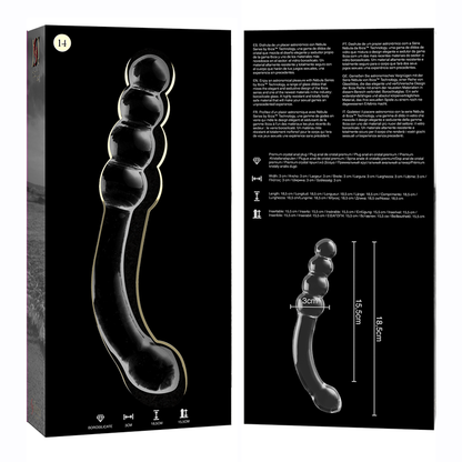 Dildo de Vidro Borosilicato Transparente Modelo 14 - 18.5 cm Ø 3 cm